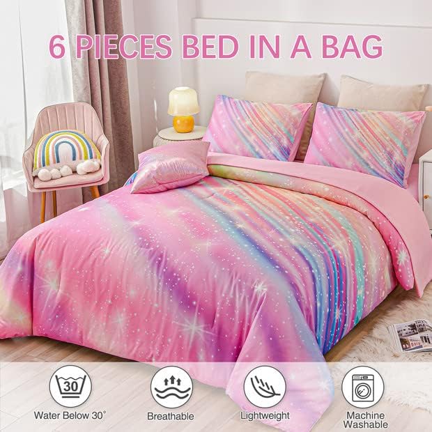 Btargot Super Soft 6 Piece Gradient Star Ring Comforter Set