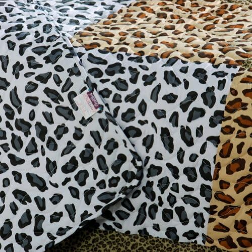 Leopard Pattern Cotton 3PC Vermicelli-Quilted Patchwork Quilt Set