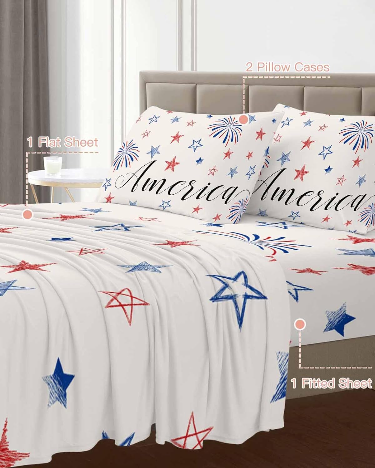 Boanket 4th of July Fireworks Full Sheet Set 4 Piece