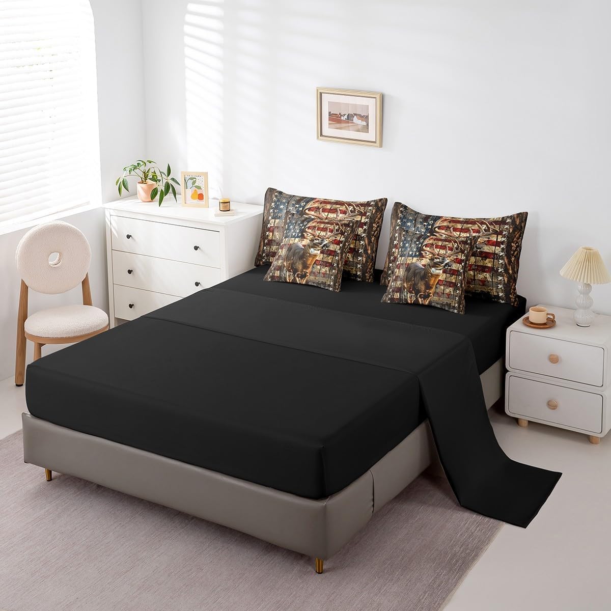 Feelyou Deer Hunting Comforter Set King Size 7 Piece