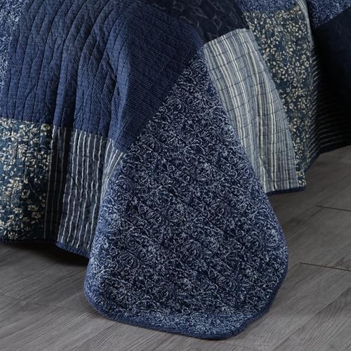 mixinni Navy Blue Quilt Set Queen Size 3-Piece