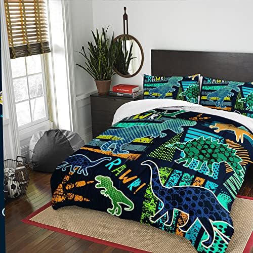 AILONEN Dinosaur Print Comforter Set Queen Size