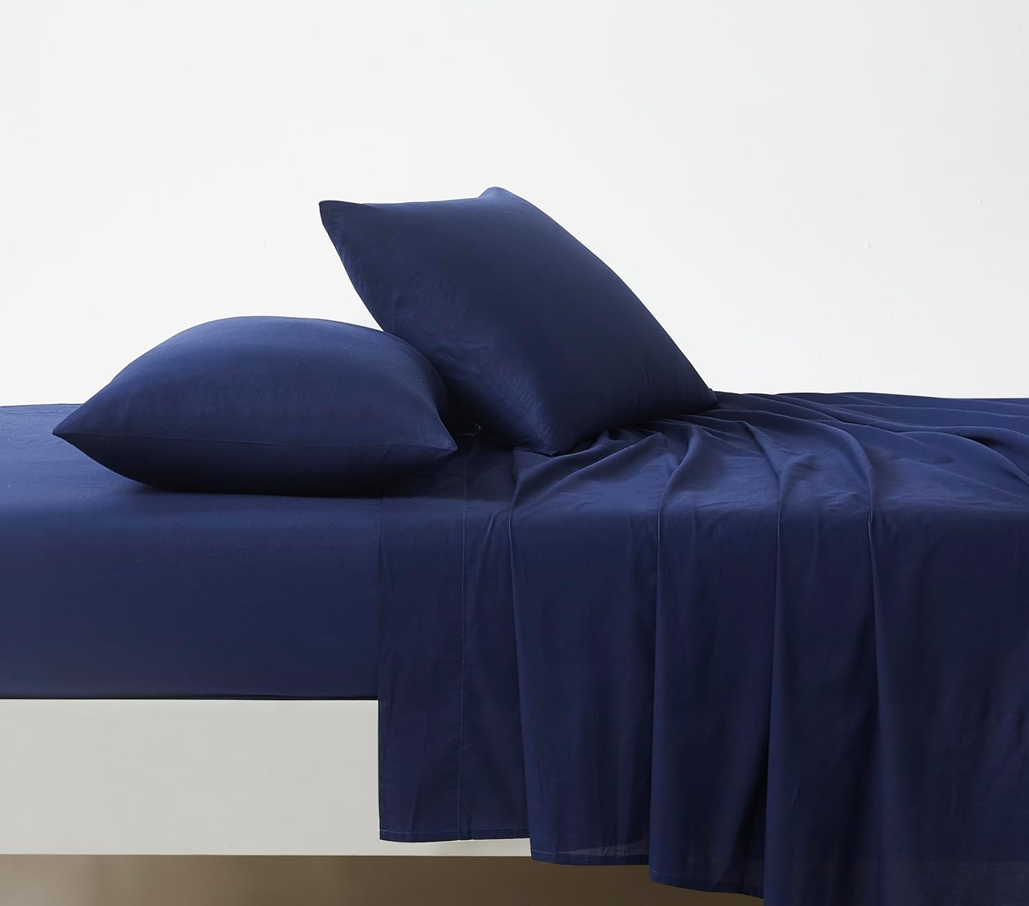 Linen Closet Luxury Cotton 3-Piece Sheet Set Twin Navy 1