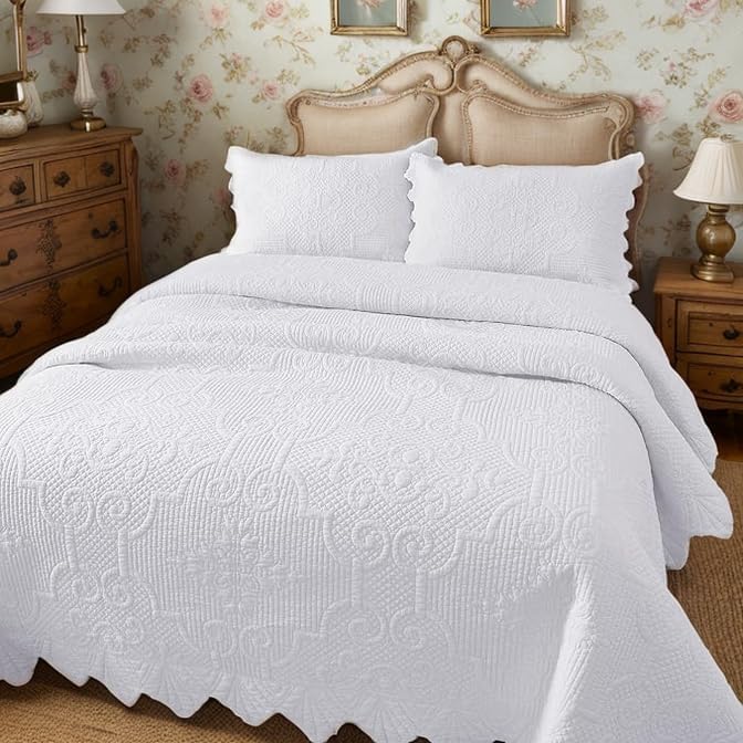 Brandream King Size Quilt Set 3-Piece Cotton Farmhouse