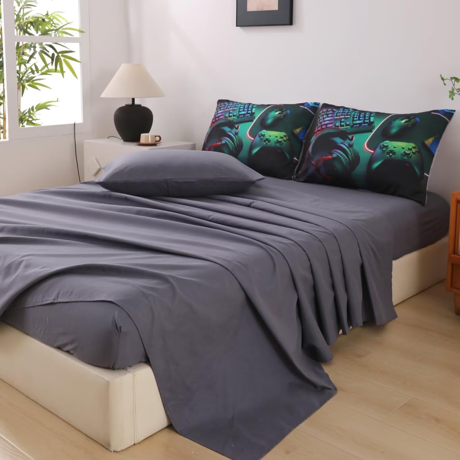 6 Pieces Gamer Comforter Set Twin for Boys