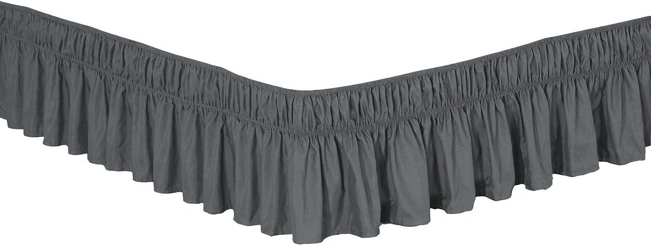 KingLinen Twin Full Wrap Around Elastic Bed Skirt Charcoal
