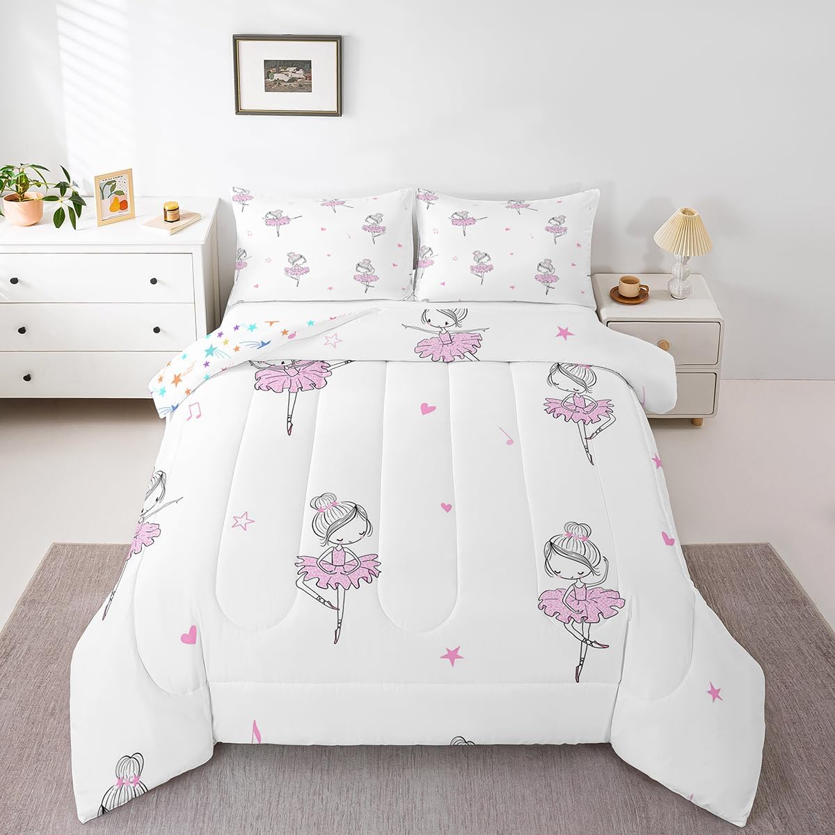 Erosebridal Kawaii Ballet Comforter Set 3pcs