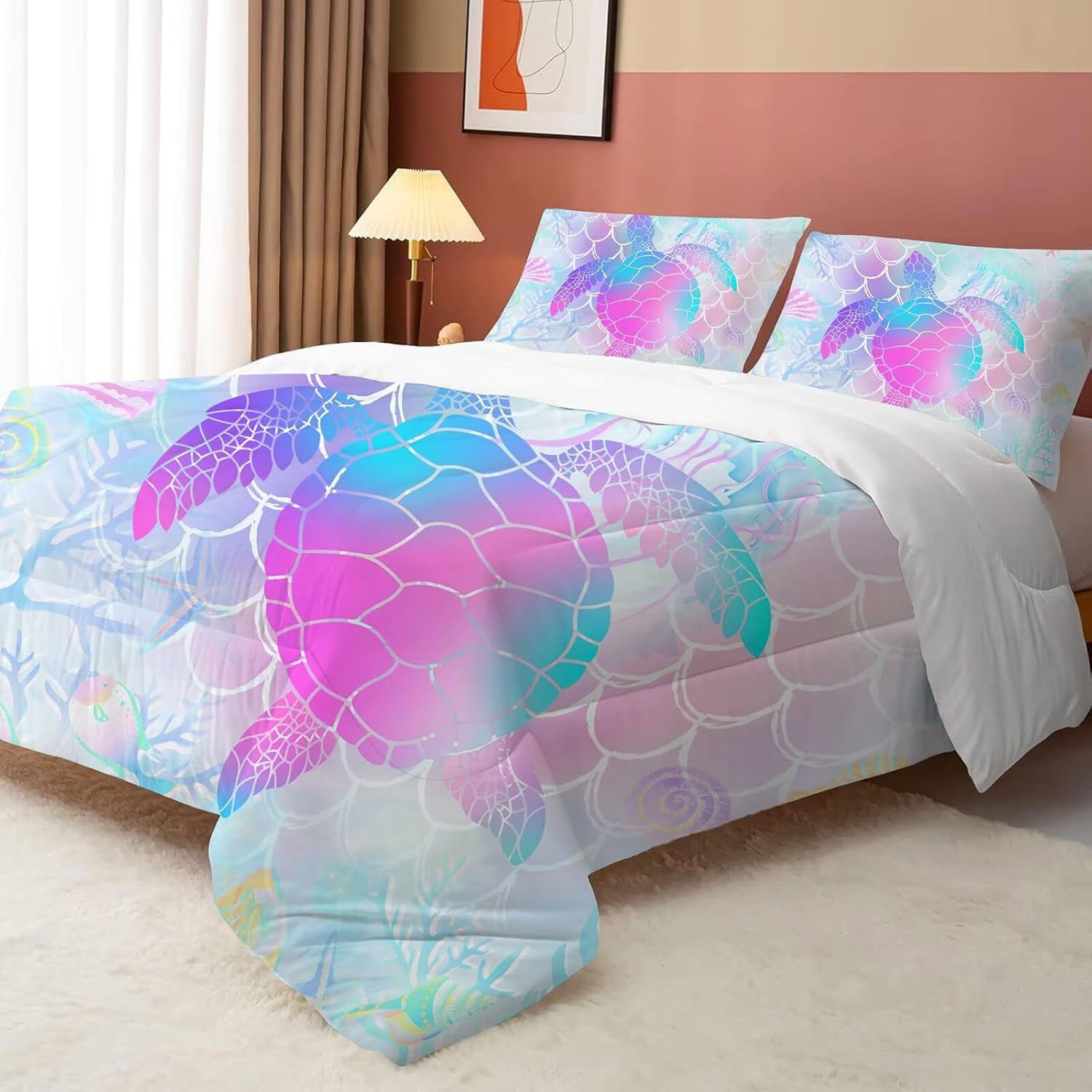 FUYEUN Mermaid Comforter Set for Girls Kids Teens and Women