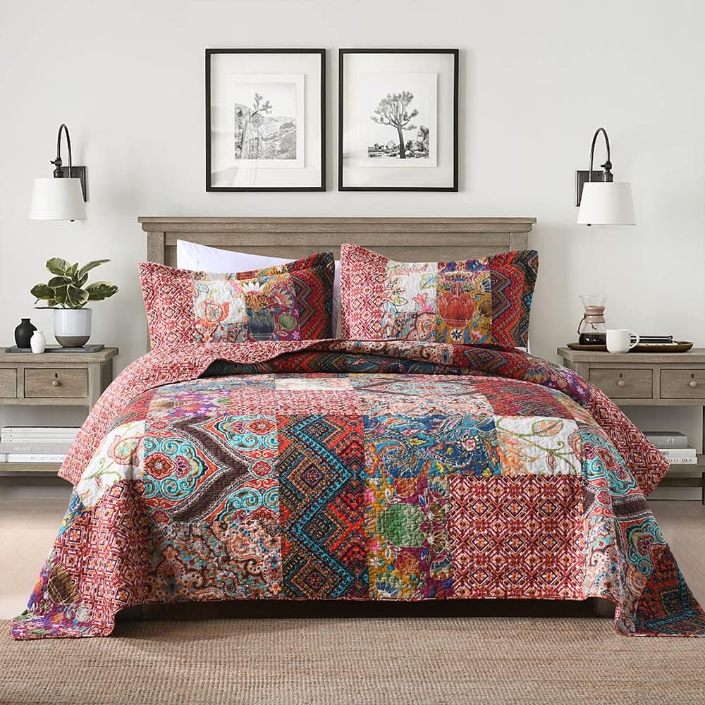 Autumn Dream Cotton Patchwork Quilt Set Queen Size