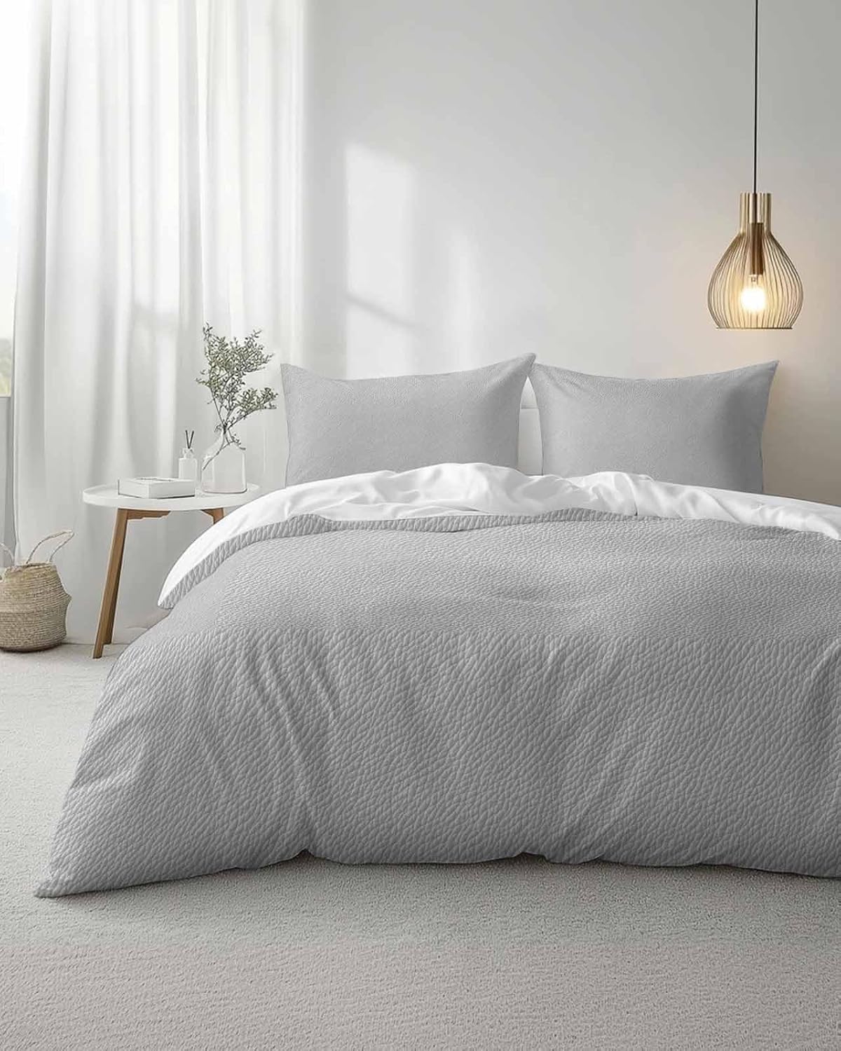 ZOE GARDEN Grey Duvet Cover Set 3 Piece