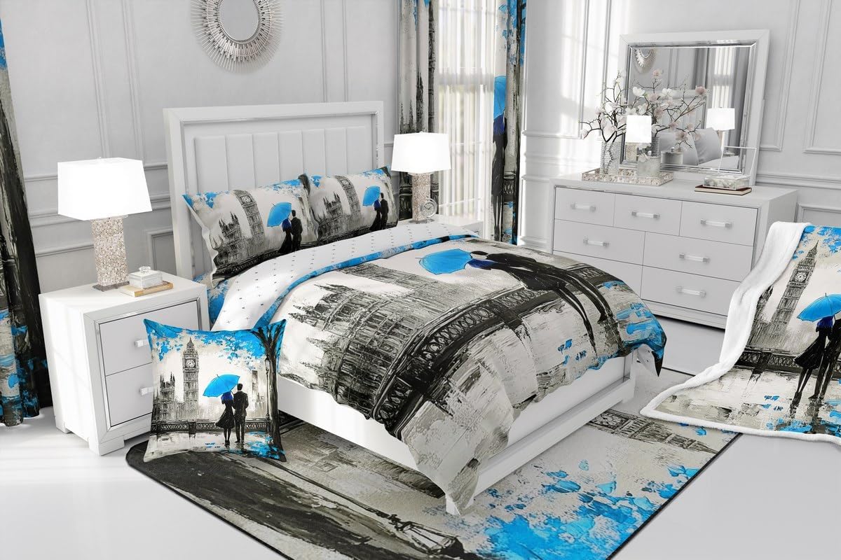 Blue Big Ben Bed Sheet Set Twin Size