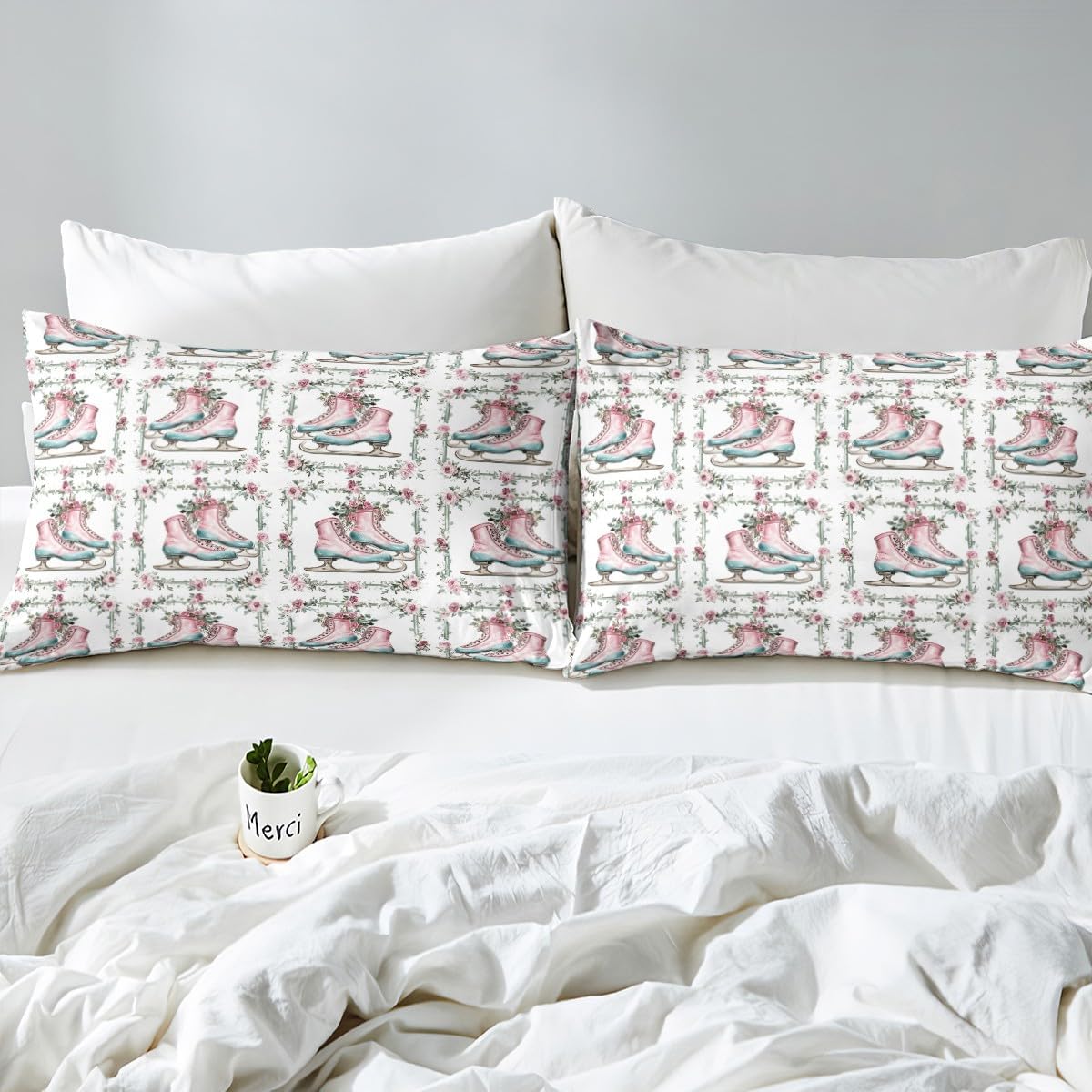 Manfei Ice Skates Fitted Sheet Set Twin Size 1