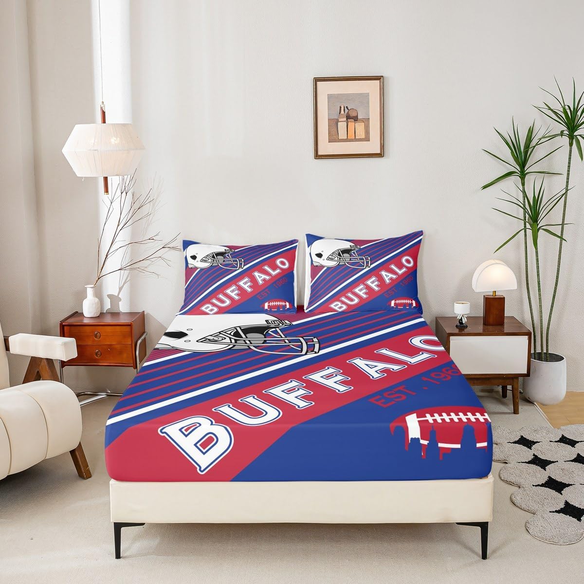Erosebridal Boys Football Sheet Set Blue Red