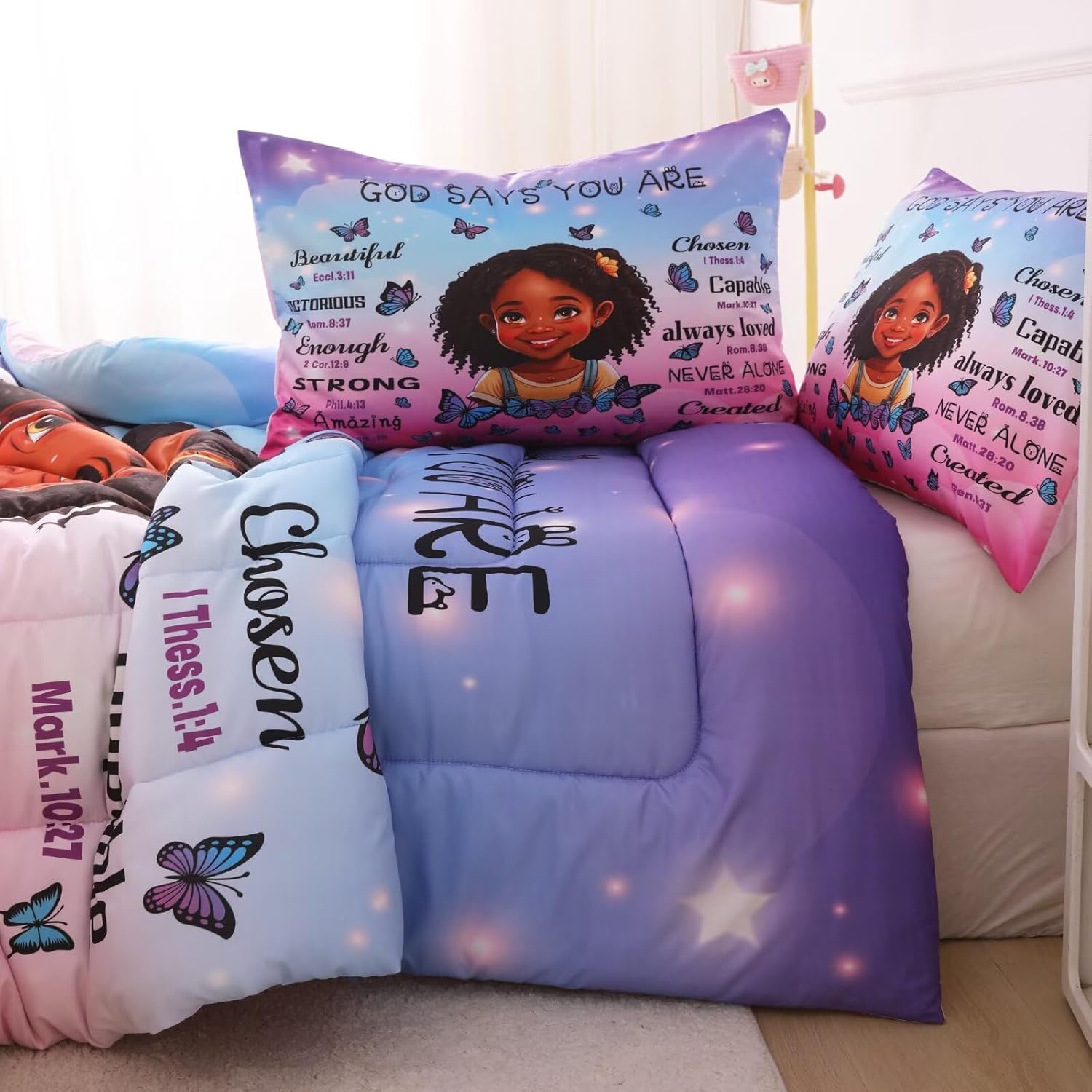 Black Girl Comforter Set Queen Size for Kids