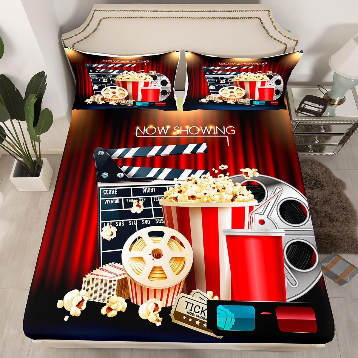 Movie Theater Theme Sheet Set King Size for Kids