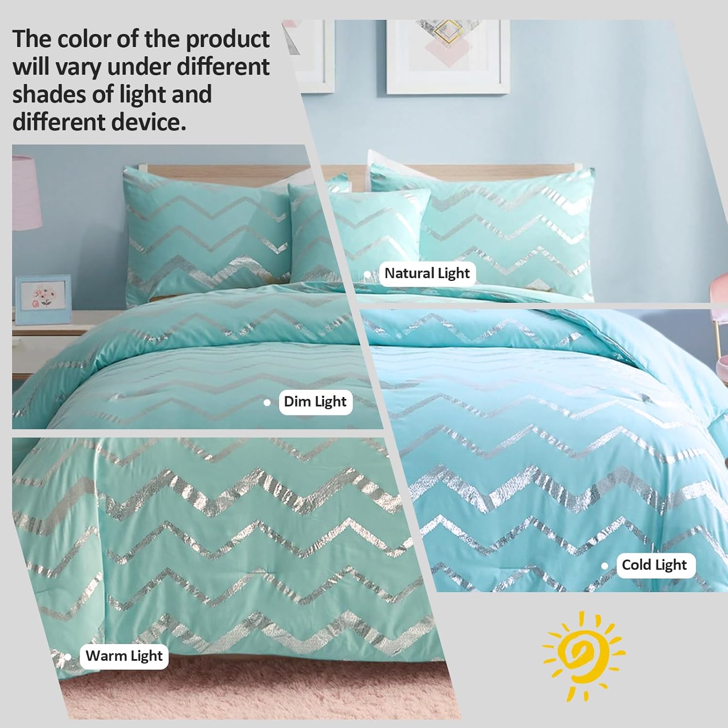 Menghomeus Aqua Comforter Set Queen Size
