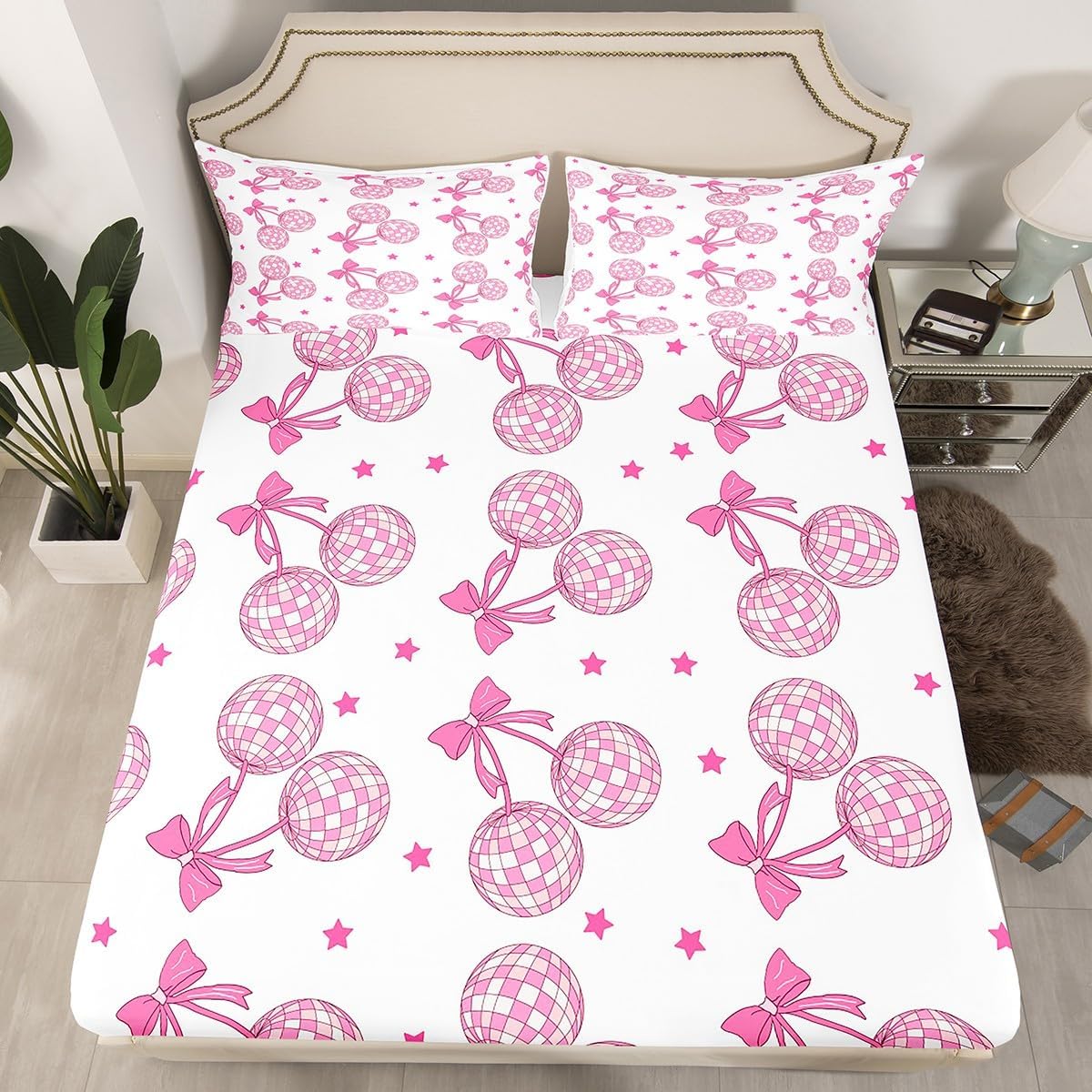 Feelyou Pink Disco Mirror Ball Sheet Set King Size