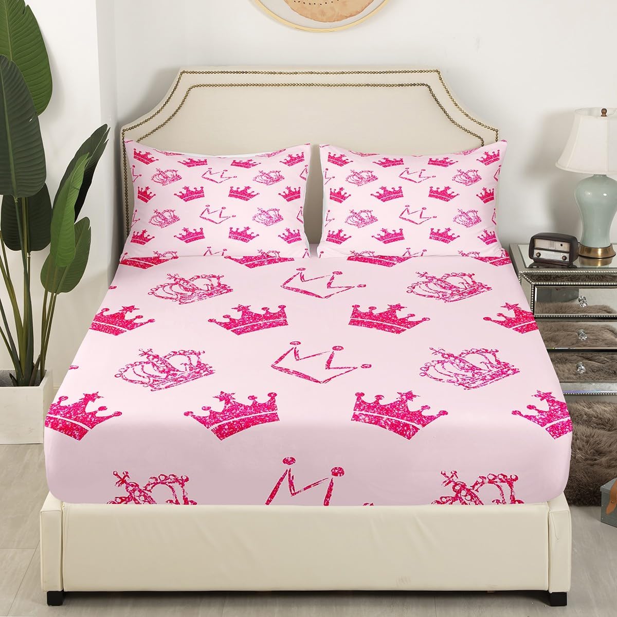 Castle Fairy Cartoon Crown Graffiti Bed Sheet Set for Kids