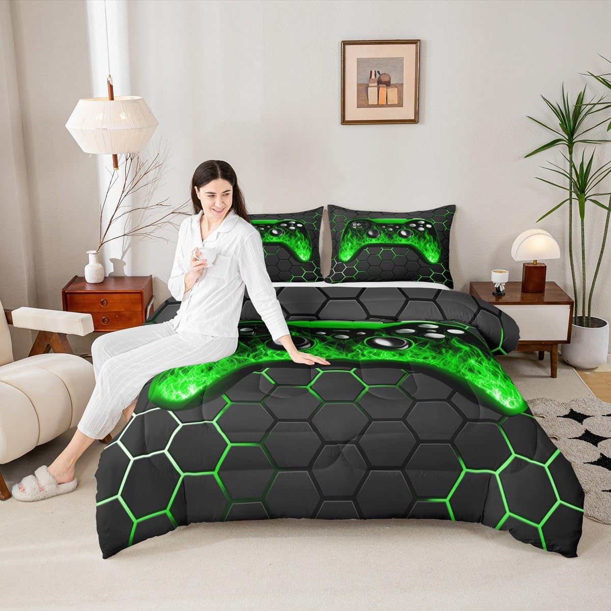 Erosebridal Boys Gamer Comforter Set Queen Size