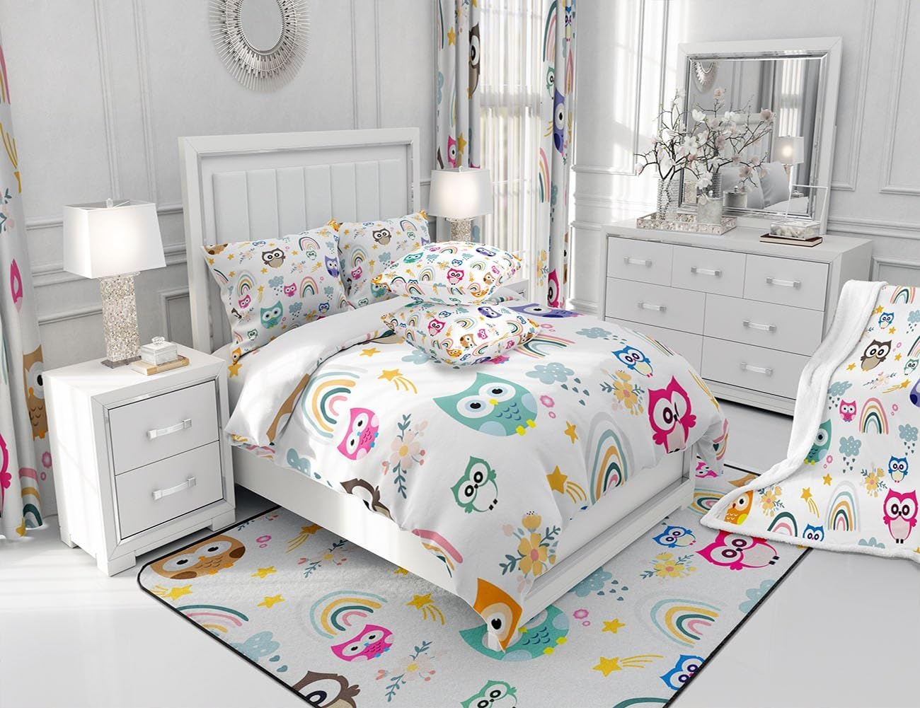 Feelyou Owl Comforter Set for Kids Full Size