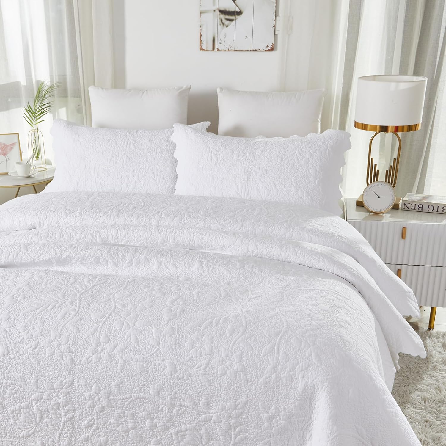 Brandream Luxury Matelasse Quilt Set 3-Piece King Size