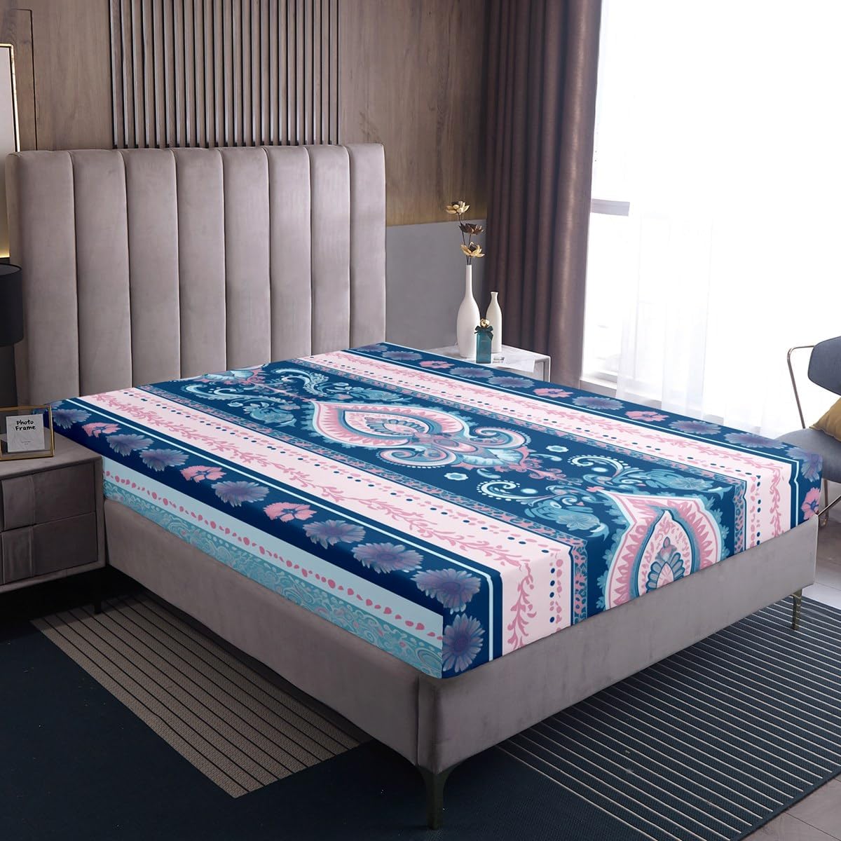 Erosebridal Lavender Paisley Twin Sheet Set