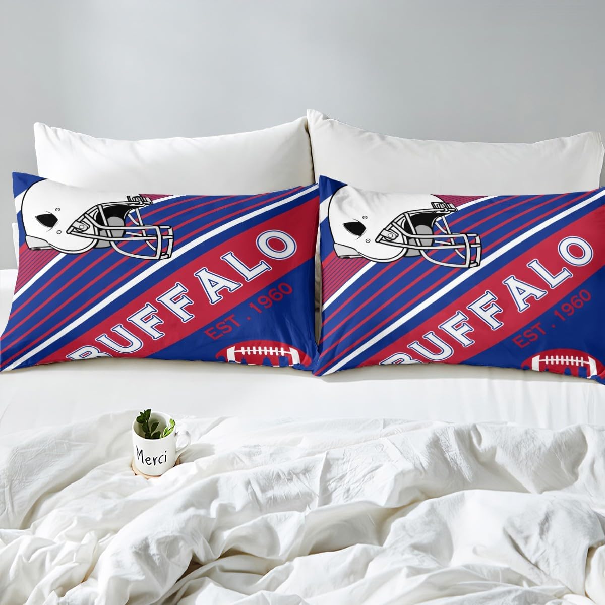 Erosebridal Boys Football Sheet Set Blue Red