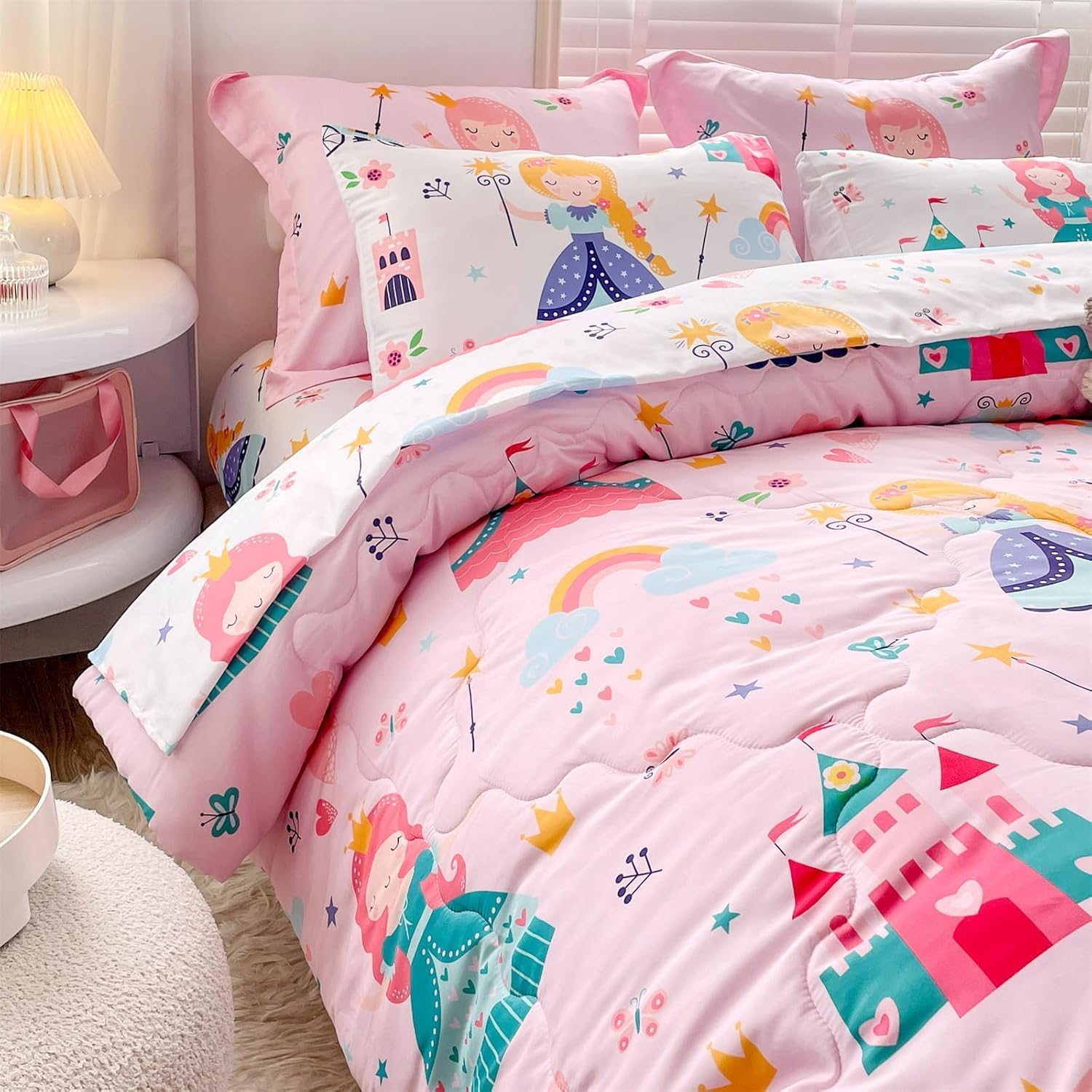 Wajade Kids Princess Comforter Set Queen 3 Piece