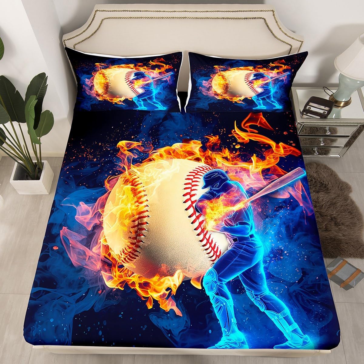 Erosebridal Baseball Bed Sheet Set for Girls