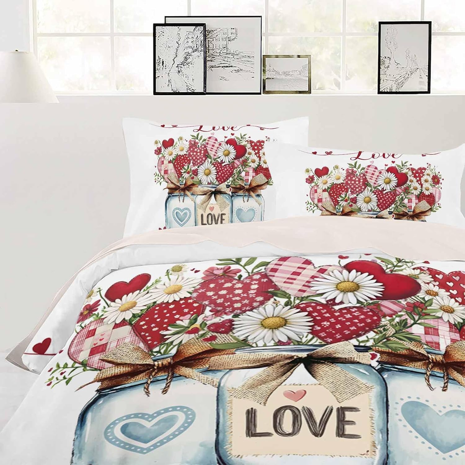ZOE GARDEN Valentines Bed Duvet Cover Set Queen Size 1