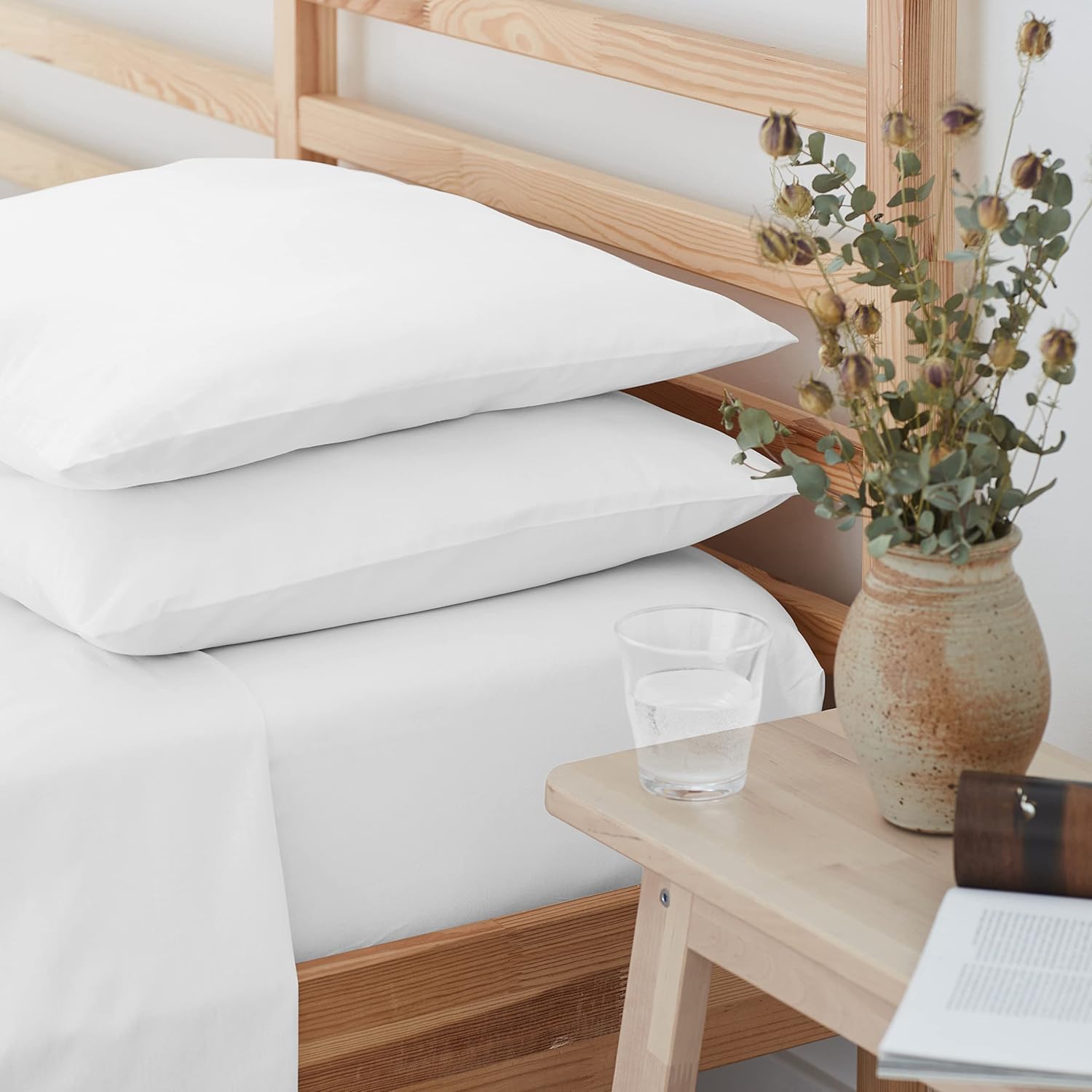 Five Looms 4 Piece Percale Cotton Sheet Set Full Size White