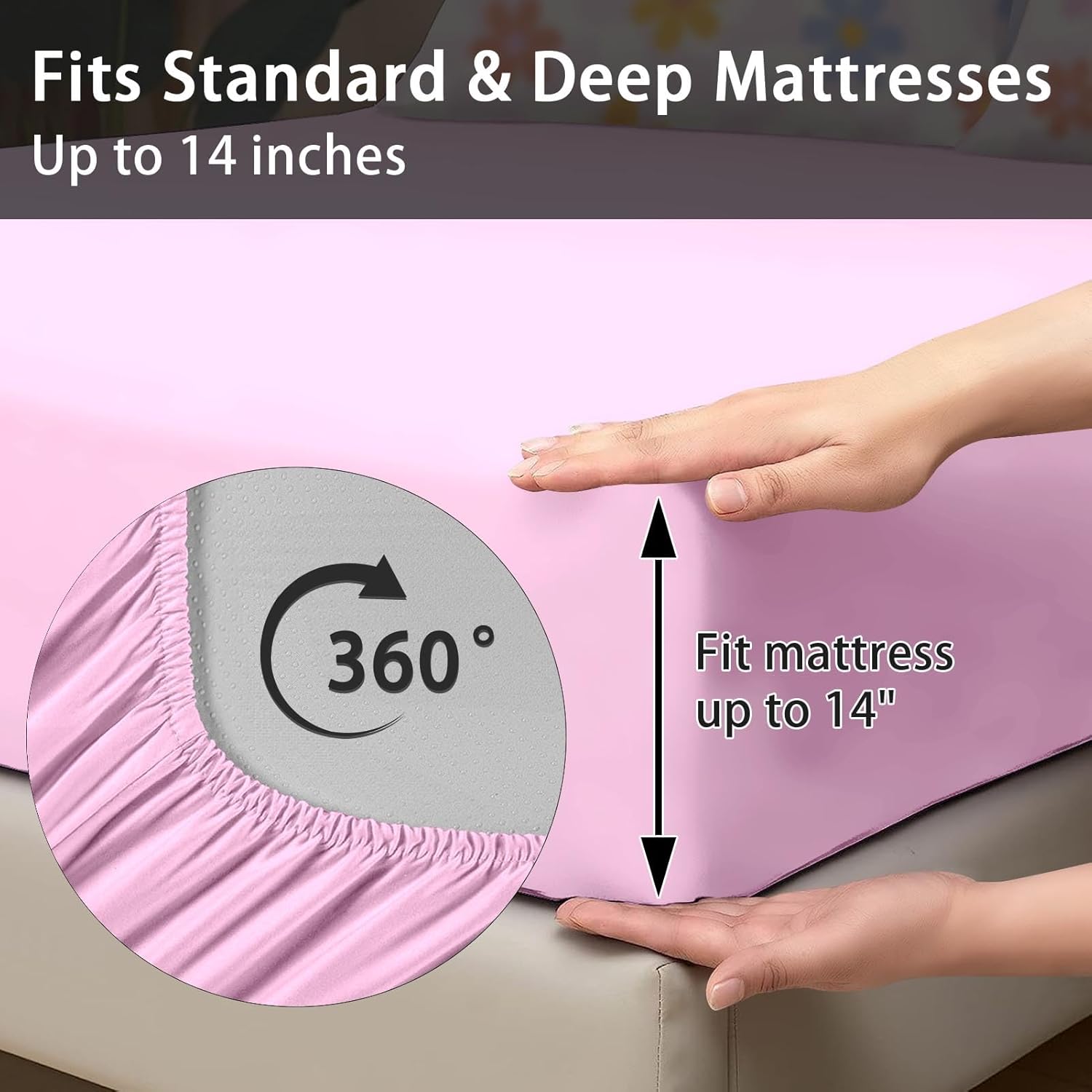 Pamnest Retro Daisy Pink Queen Comforter Set 7 Pcs