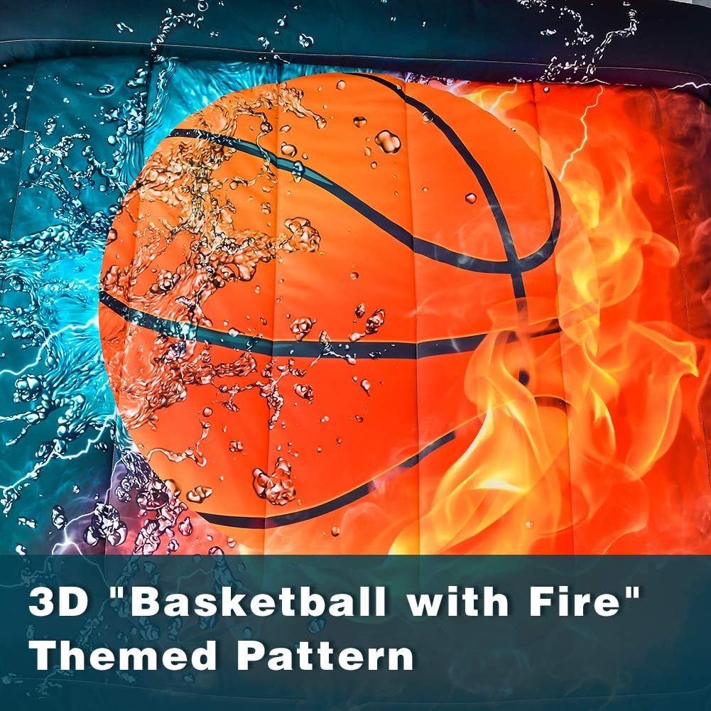 Andency Basketball Comforter Set Queen 3Pcs