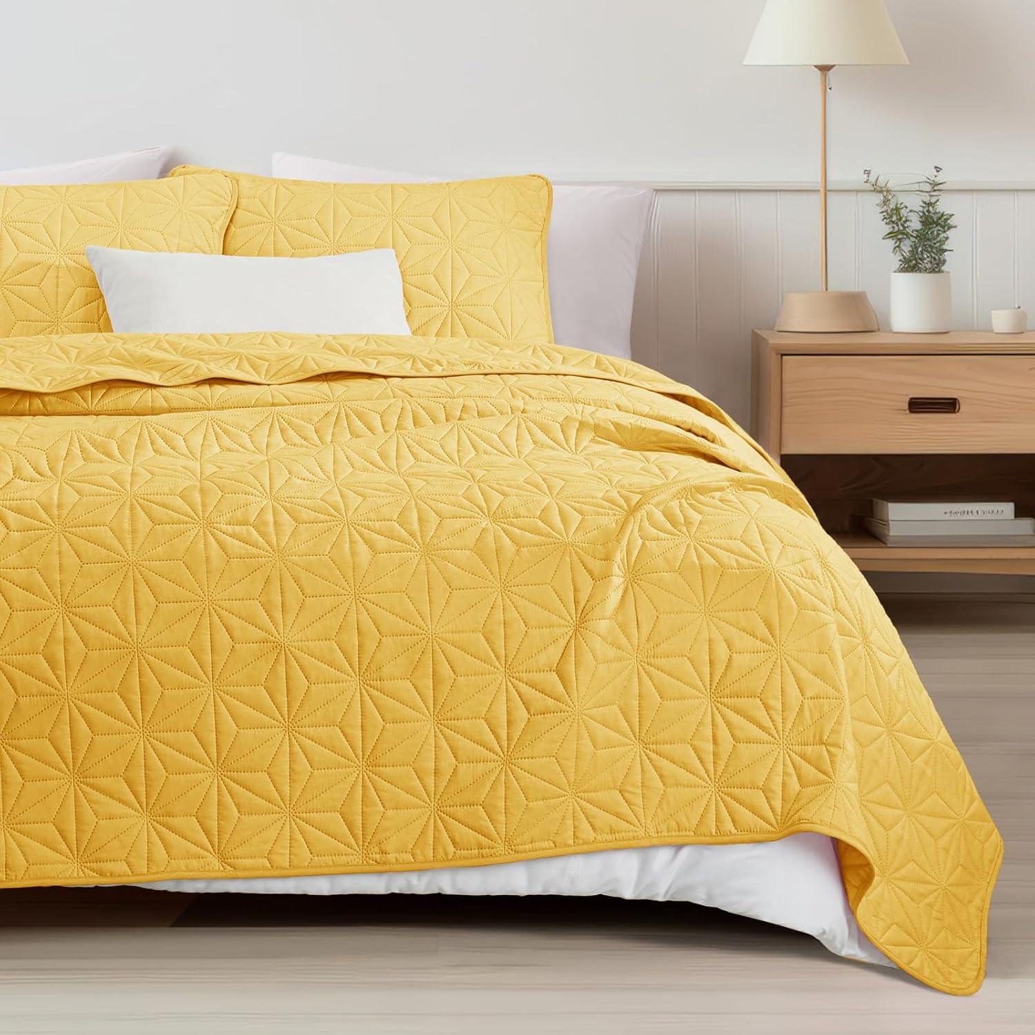 Whale Flotilla Geometric Star Twin Quilt Set