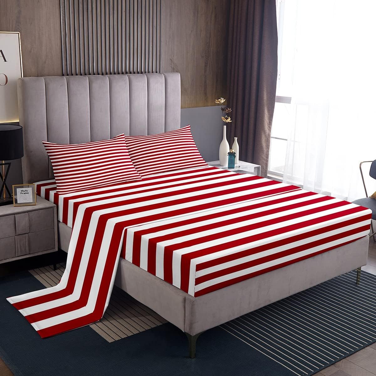 Erosebridal Girl Stripe Bed Sheet Set King Size