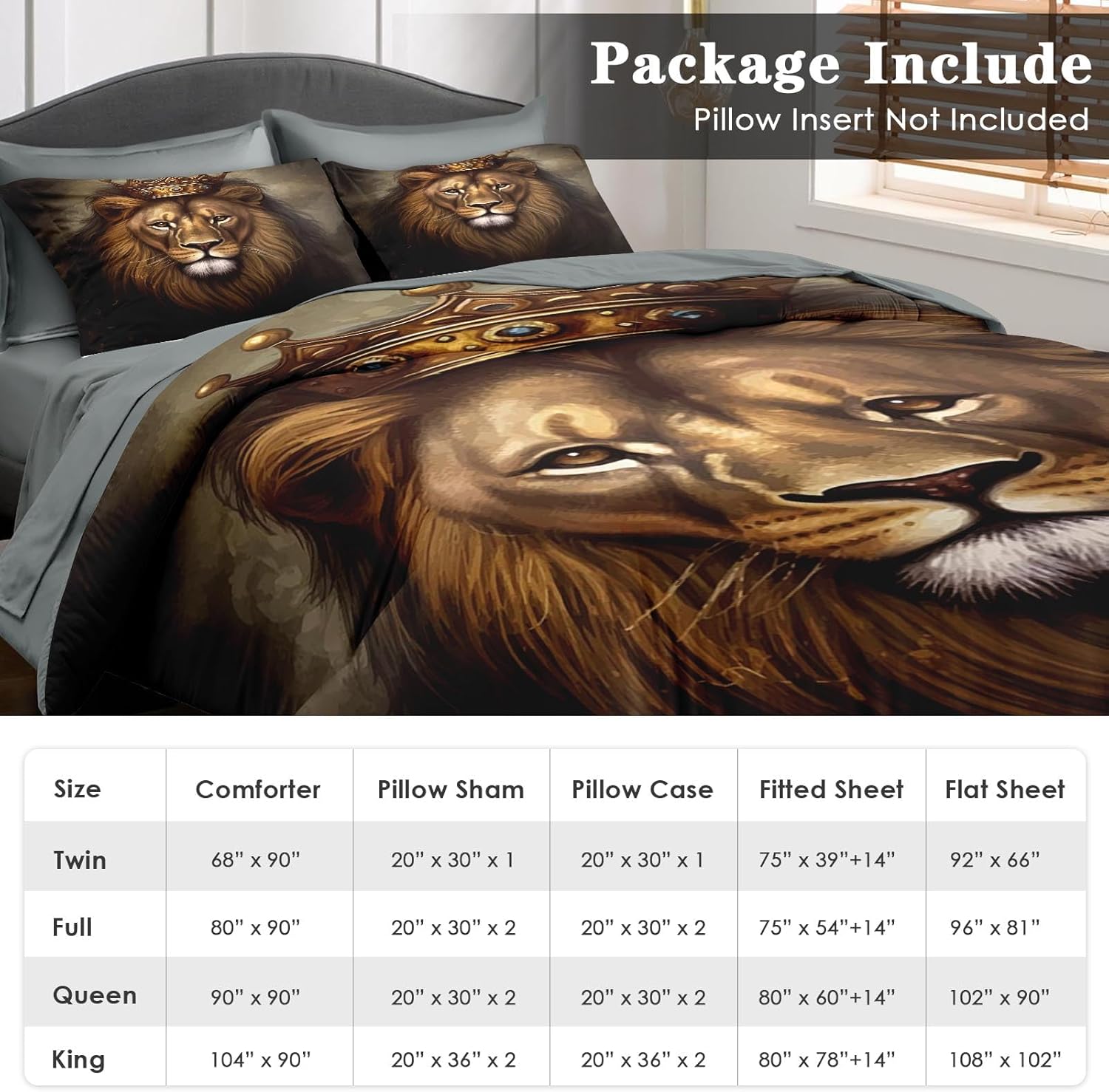 Pamnest King Lion Comforter Set 7 Pcs for Kids and Adults