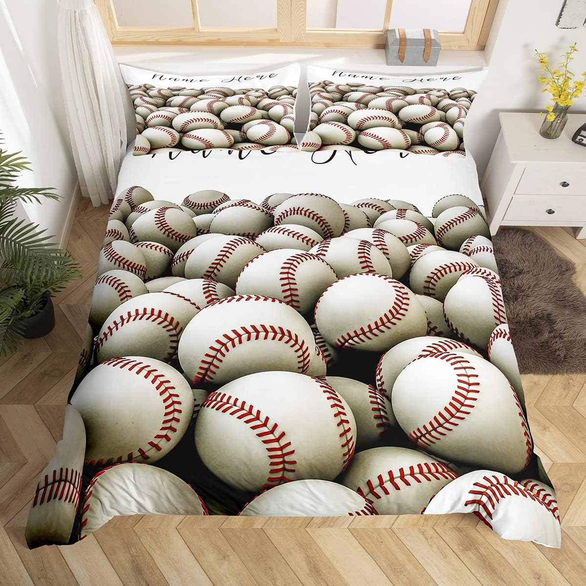 Personalized 3D Baseballs Duvet Set Twin Size