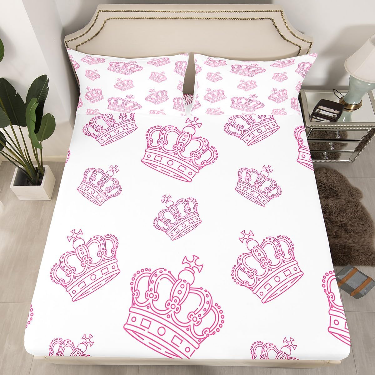 Castle Fairy Rococo Crown Fitted Sheet Set - Twin Size 2 Pcs