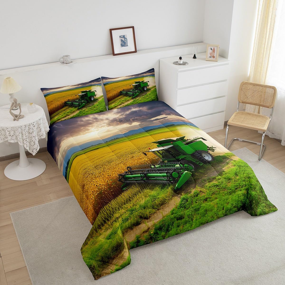 Jejeloiu Tractor Comforter Set for Kids