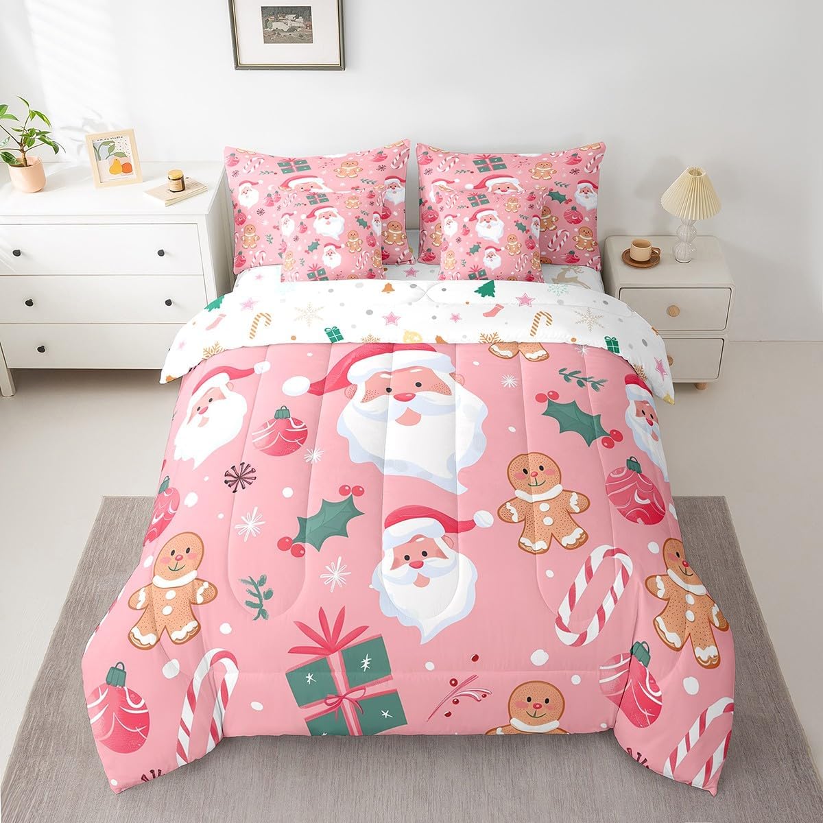 Feelyou Merry Christmas Comforter Set 7 Pieces Queen