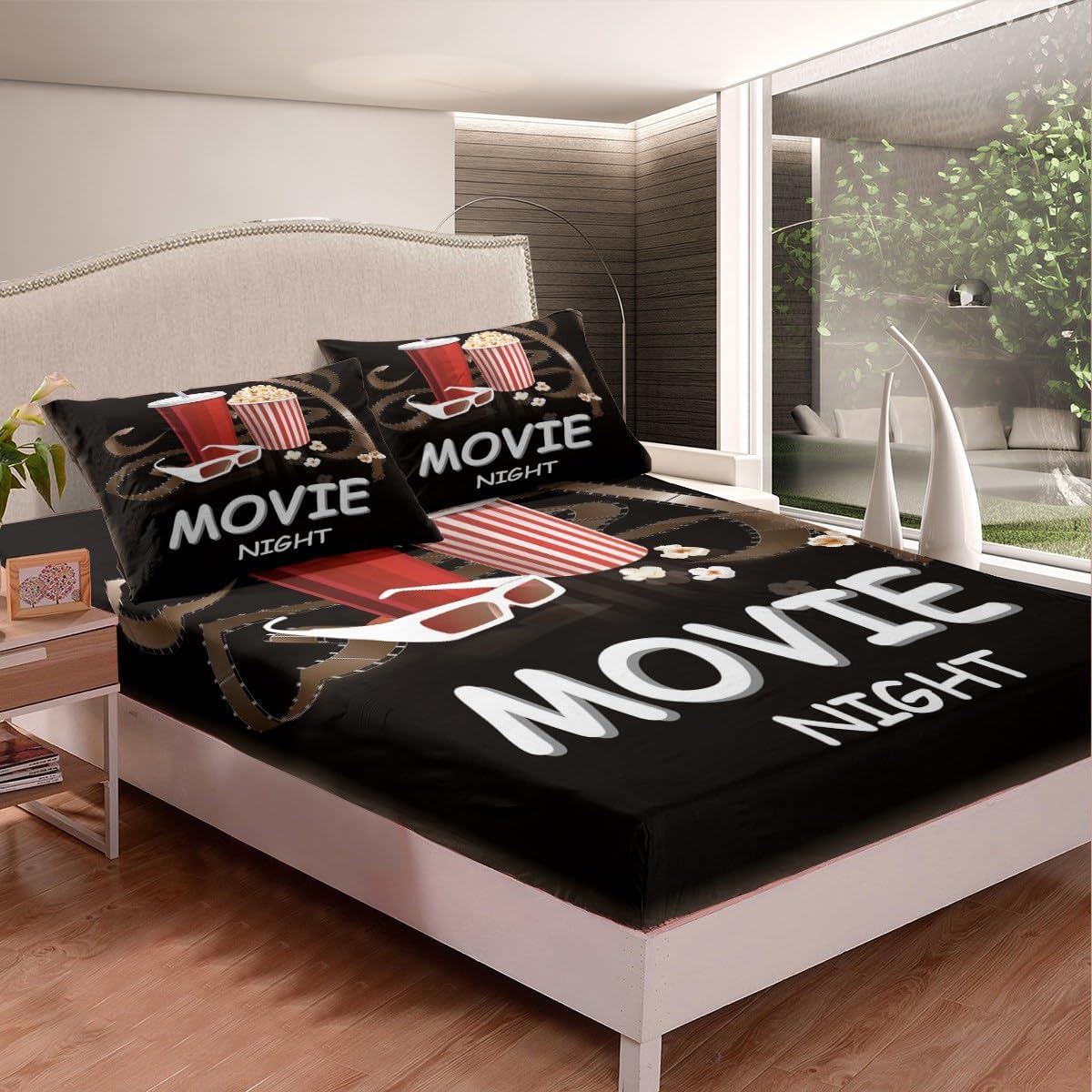 Feelyou King Size Movie Theater Bed Sheet Set for Kids