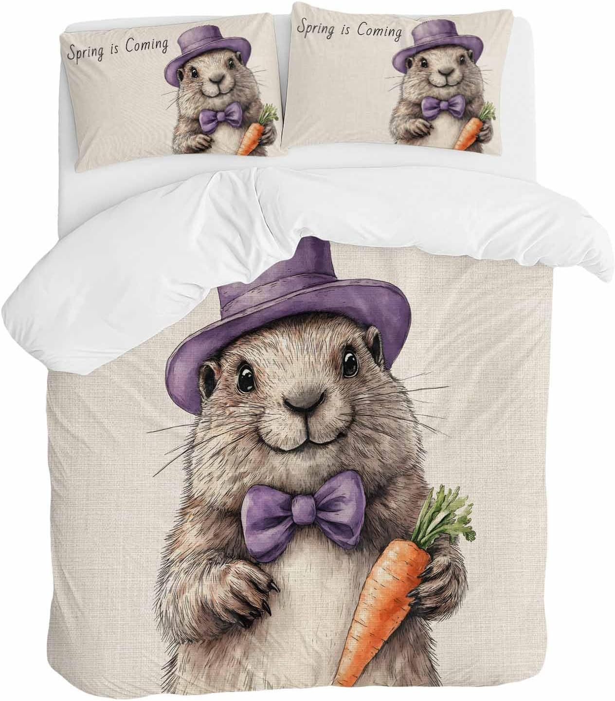 ZOE GARDEN Happy Groundhog Day Duvet Cover Set 1