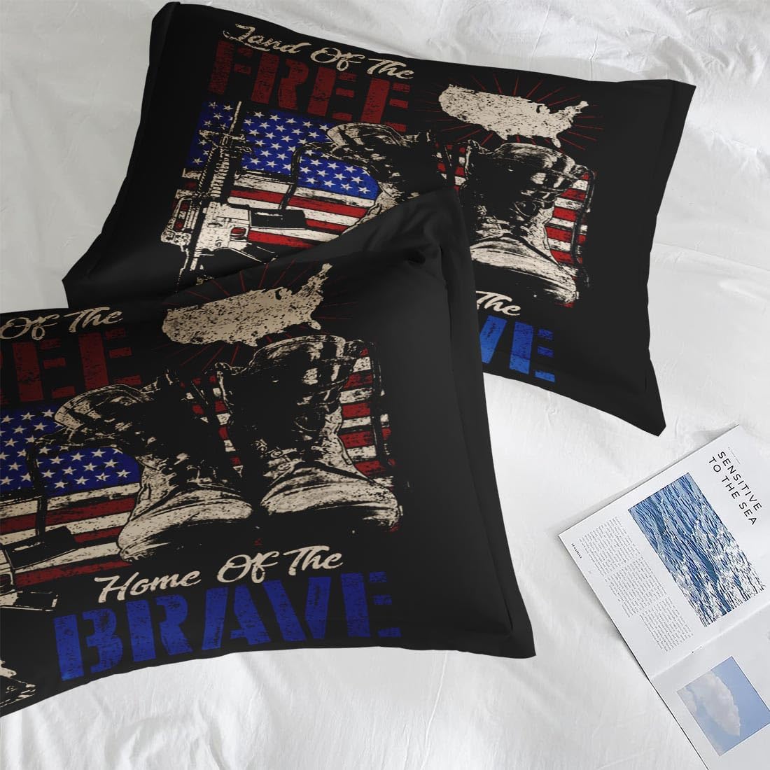 Pamnest King Size Bed Sheet Set with American Flag Design 1