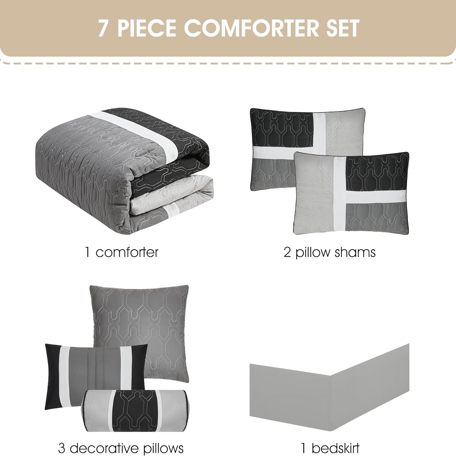 Stratford Park Black and Grey California King Comforter Set