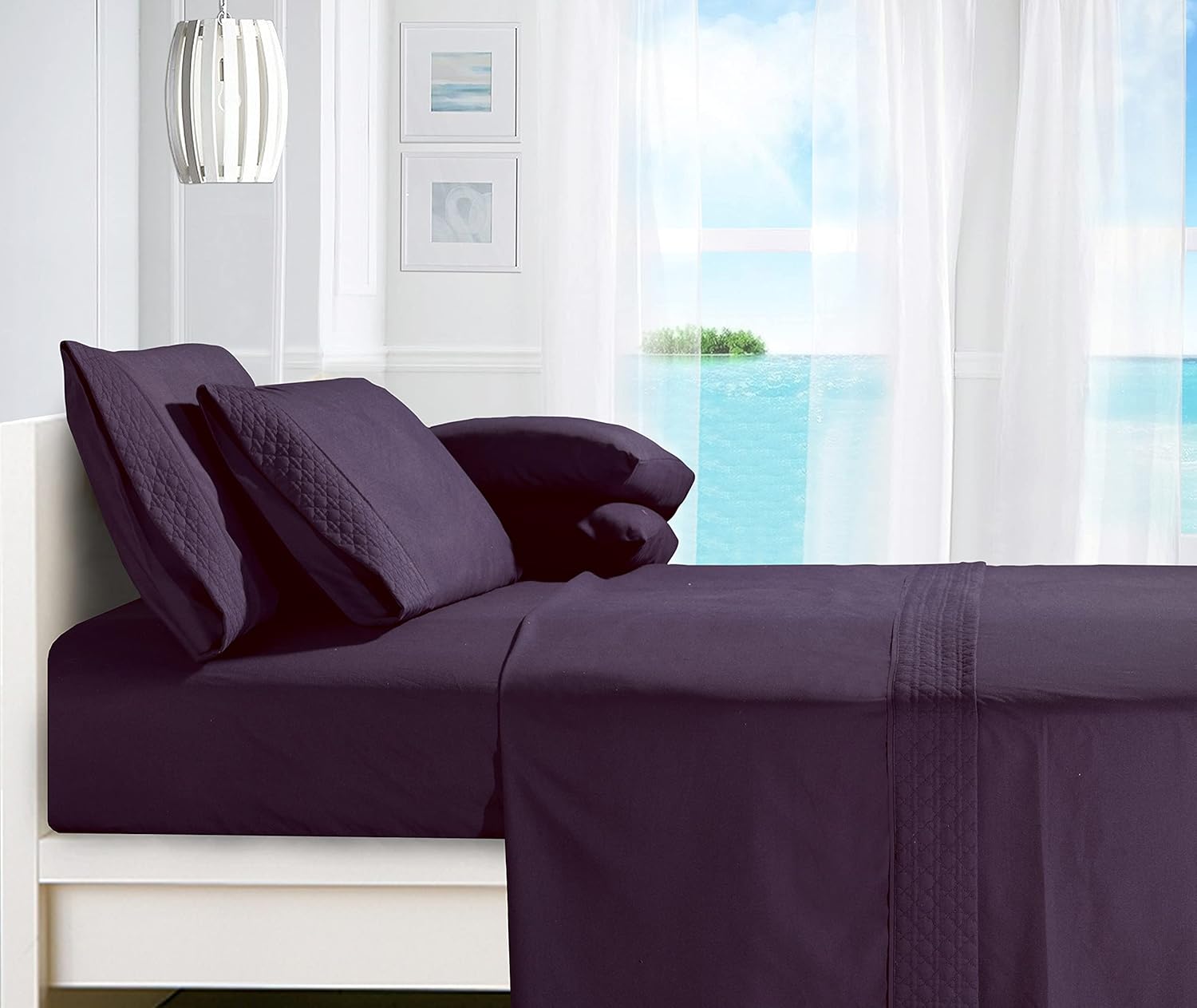 Elegant Comfort 4-Piece Microfiber Sheet Set with Quilted Design