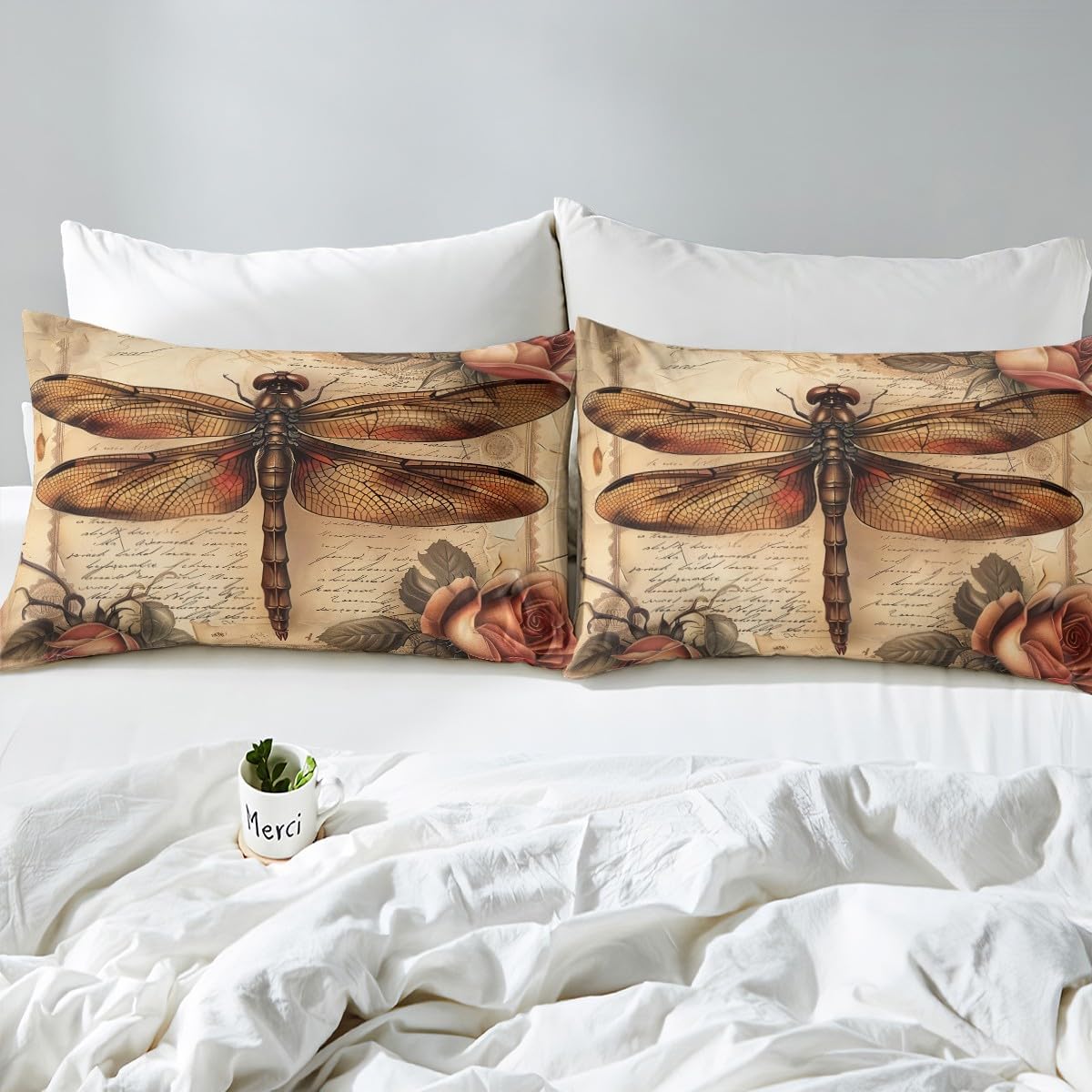 Manfei Dragonfly Fitted Sheet Set Twin Size