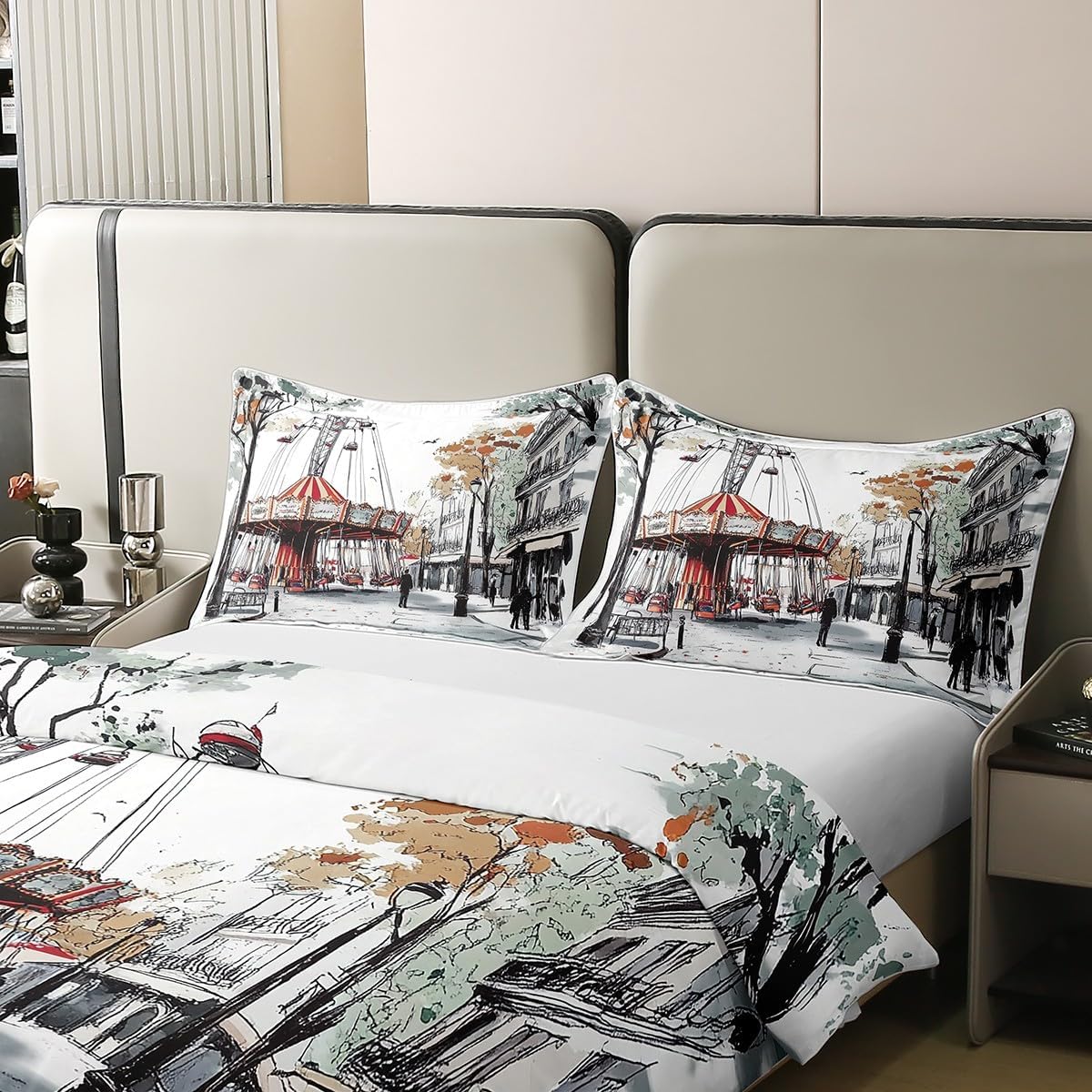 Erosebridal Retro City Duvet Cover Set Twin