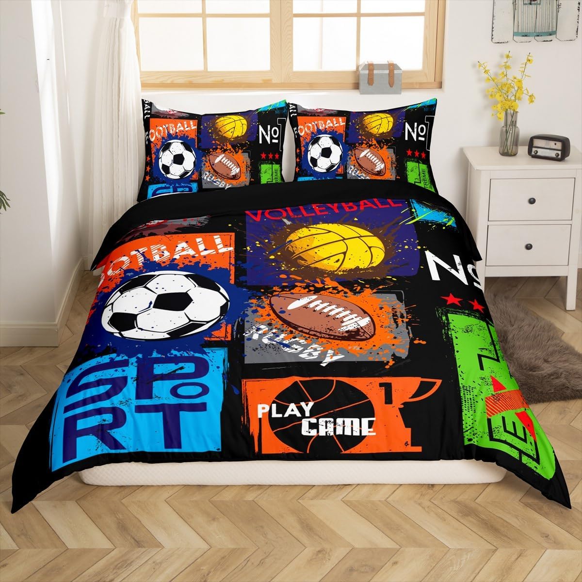 Erosebridal Baseball Duvet Cover Set for Boys Teens