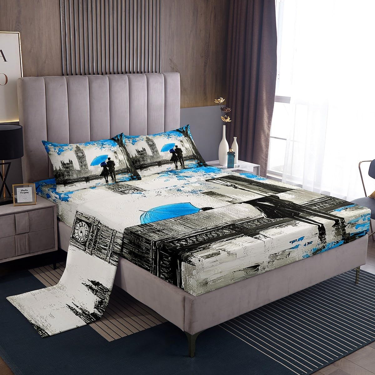 Blue Big Ben Bed Sheet Set Twin Size