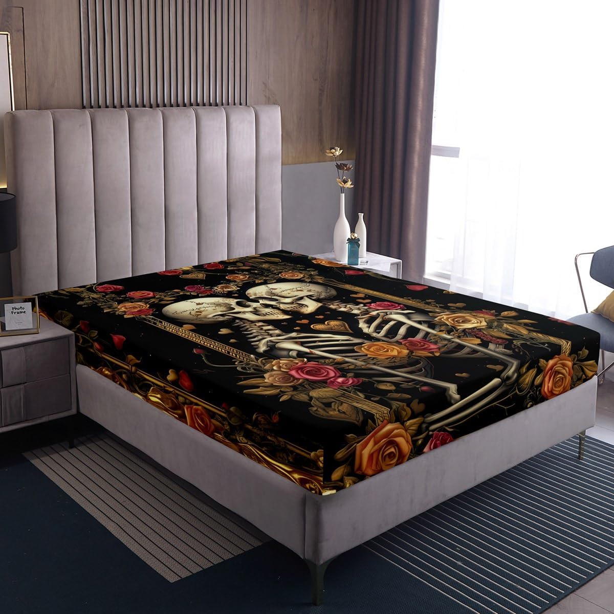 Manfei Twin Size Skeleton Sheet Set with Pillowcase